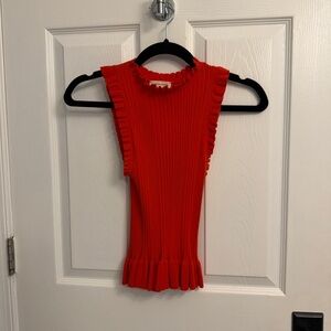 Rebecca Taylor Vibrant Red Ribbed Tank Top